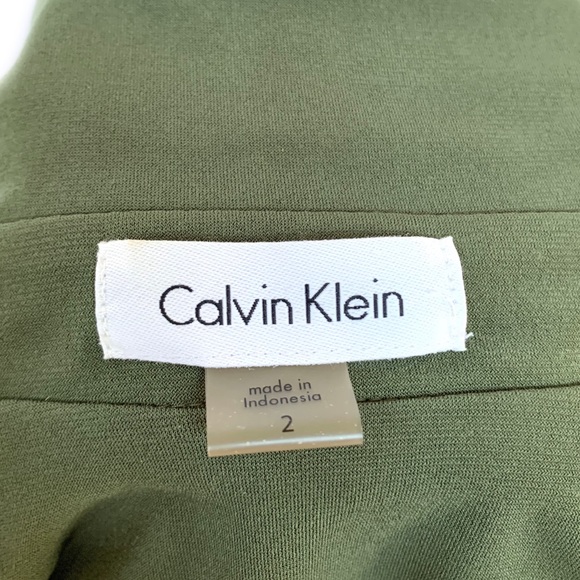 •SOLD•CALVIN KLEIN Olive Long Sleeve Wrap Dress - Picture 5 of 5